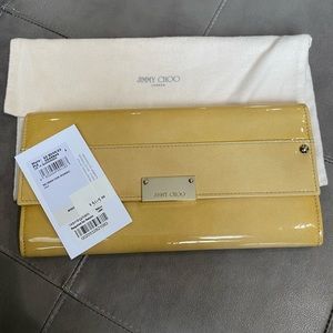 Jimmy Choo Patent Leather Clutch in Beige